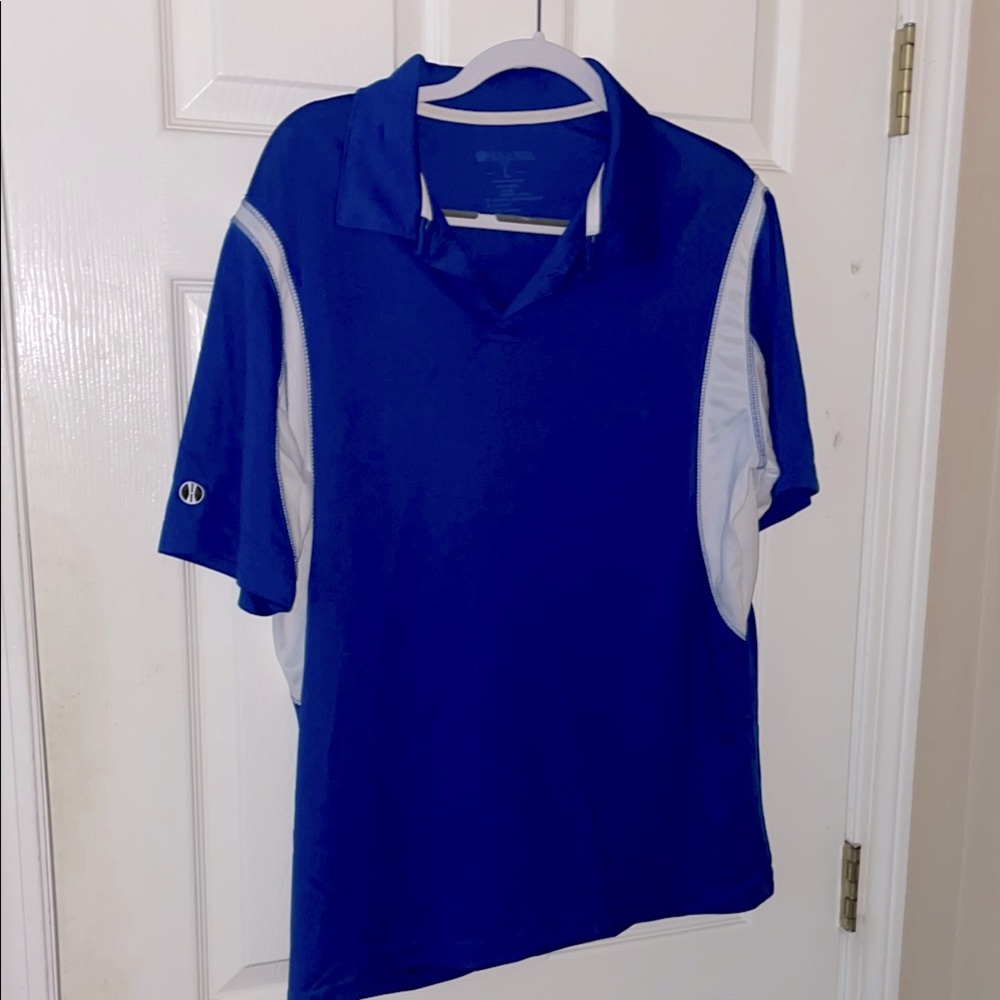 Holloway Blue and White Men's Polo Shirt